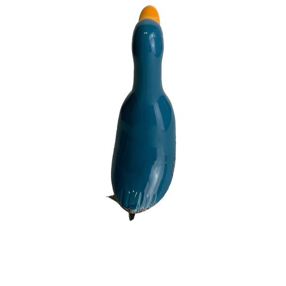 Folk Art Ceramic Blue Duck Figurine Yellow Beak Home Decor - Picture 2 of 8